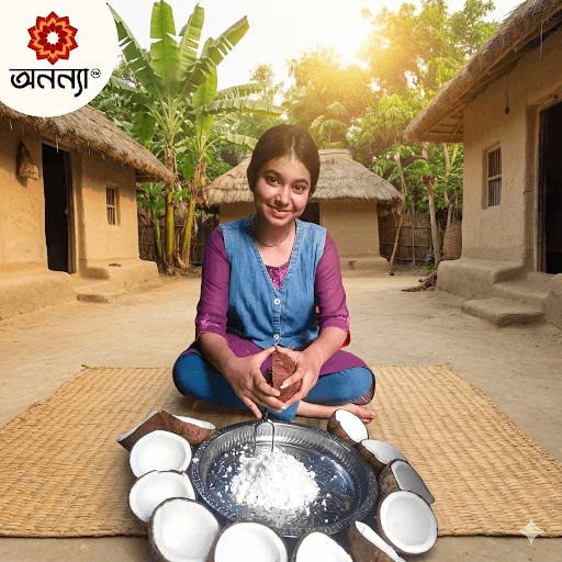 নারকেল কোড়ানো হচ্ছে