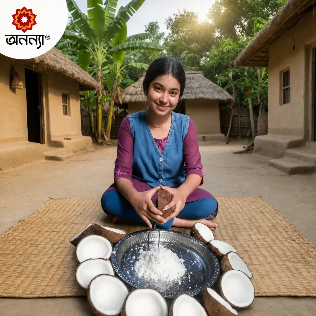 নারকেল কোড়ানো হচ্ছে